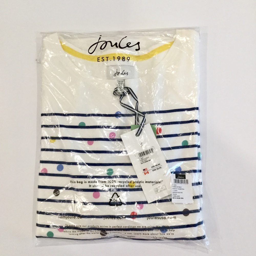 Joules 100% Cotton Polka Dot Striped Coastal Long Sleeve Top Sz 6 - Picture 13 of 13